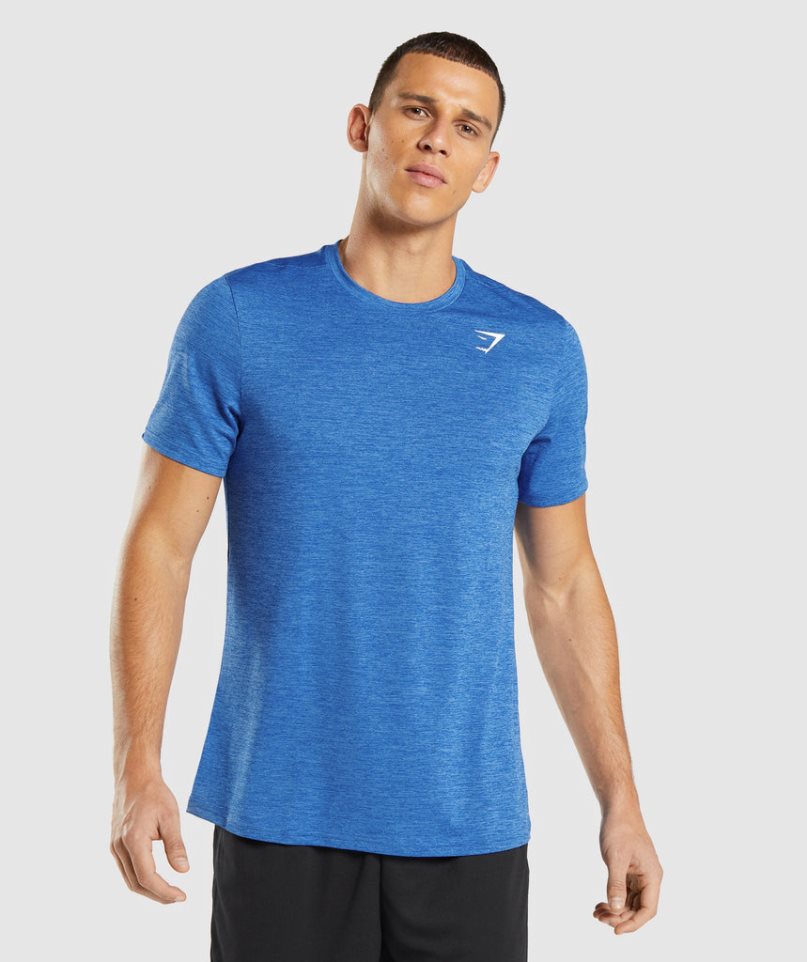 Koszulki Gymshark Arrival Marl Męskie Niebieskie | PL 341DOP